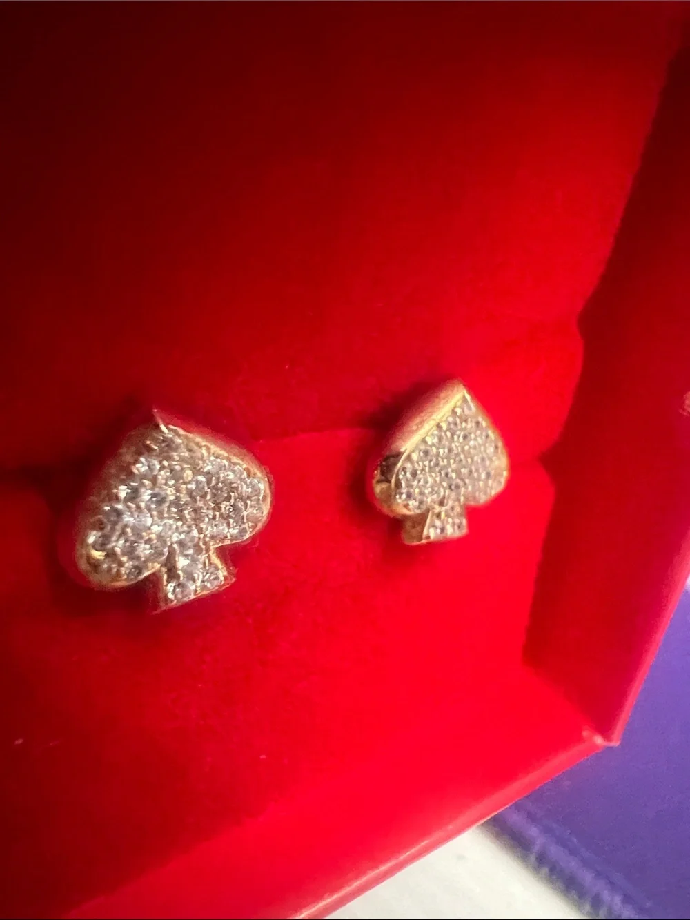 Kate Spade Rose Gold Crystal Spade Stud Earrings